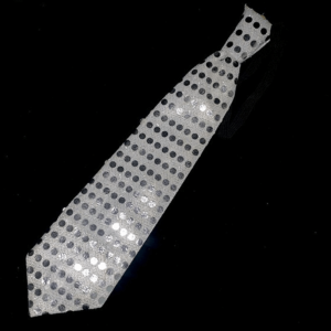 JAYNEBIO Battery Powered LED Luminous Tie Dot Print Colorful Sequins Glowing Tie Creativity Lightweight Men Women Necktie Party Accessories