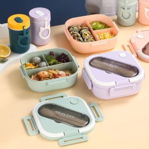 Lunch Box Kotak Bekal Terbaru Terdiri Dari 3 Sekat Kapasitas 1300ml Free Sendok Garpu 919 BPA FREE