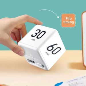 GOLDVAULT Countdown Settings Time Cube Timer Gravity Sensor Time Management Cute Mini Timer Flipping LED Display Home Cook Timer Kitchen