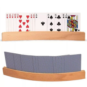 WARM Poker Cards Games Board Game Wooden Hands-Free Curved Design Organizes Hands Poker Seat Playing Card Holder Poker Stand Poker Base