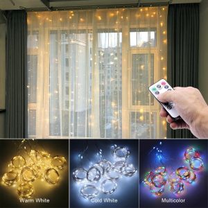 3M LED Curtain Garland on the Window USB String Lights Fairy Festoon With Remote Christmas Wedding Ramadan Decoration for Home