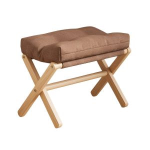 HENRYQ Solid Wood Foldable Footstool Cotton-filled Cushion Compact Design Footstool Relieve Fatigue Folding Mechanism Low Stool Office Lunch Breaks