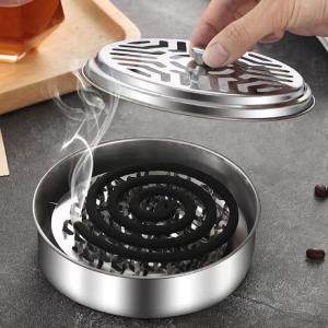 COD Mosquito Coils Plate Sandalwood Coil Holder With Cover Fireproof With Lid Mosquito Coil Holder