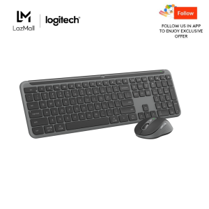 Logitech MK950 Signature Wireless Keyboard and Mouse Combo Sleek Design Quiet Typing and Clicking Switch Across Three Devices Bluetooth Multi-OS Works with Windows and Mac