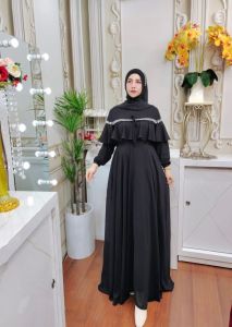 COD-New Dress Tiara Set Fasmina Bahan Full Ceruty Aplikasi Mutiara-Gamis Wanita Terbaru 2023