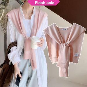 SHENHAO2🎀 Hàn Quốc Dệt Kim Khăn Choàng Mùa Hè Điều Hòa Không Khí Giả Cổ Áo Cổ Bảo Vệ Đan Mỏng Thắt Nút Cape Vai Khăn Cho Phụ Nữ