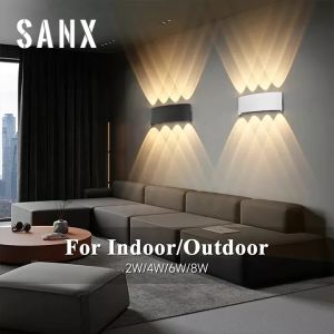 SANX 12W LED Wall Lamps Nordic Wall Lights IP65 Waterproof Porch Lights Garden Wall Sconce Light Lampu Dinding Effect Light Up Down Corridor Lights for Outdoor Indoor