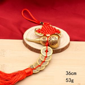 Dây treo ngũ đế hồ lô bát quái bằng đồng loại đẹp hồ lô cao 7cm có thể xoáy nắp