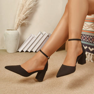 [Free Shipping] WomenS Casual Sandals 2026 New Style Chunky Heel Versatile One-Strap Buckle Toe-Cap High Heel Sandals