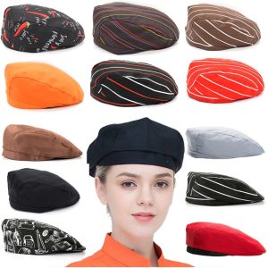 XIAHU Restaurant Chef Round Mesh Patchwork Waiter Caps Work Wear Hats Berets