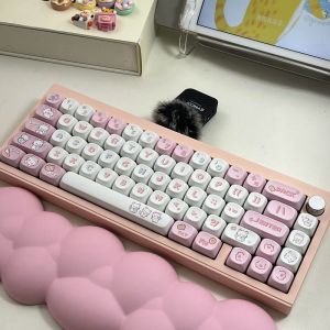 【Keycap chỉ】hello Kitty keycap màu Hồng Mèo hoạt hình dễ thương 139 phím Moa hồ sơ PBT thăng hoa cho công tắc Cherry MX tự làm tùy chỉnh Bàn Phím Cơ RK ikb