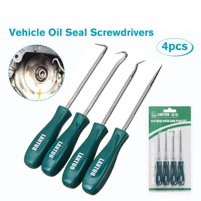 4PCS Car Vehicle Oil Seal Screwdrivers Set Precision Pick & Hook Kit O-Ring Seal Gasket Puller Remover Pick Hooks Tools