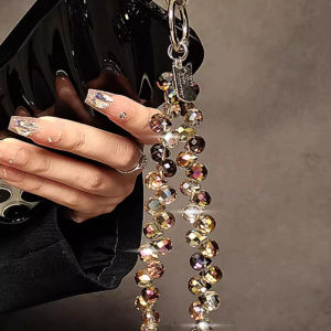 Fashion Phone Case Pendant High-class Feeling Crystal Beads Handheld Chain Short Lanyard Cell Phone Case Keychain Bag Pendant