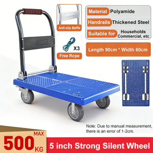 Reaim Foldable Trolley Heavy Duty Trolley Cart Portable Folding Non-Slip Platform Trolley With Universal Wheel