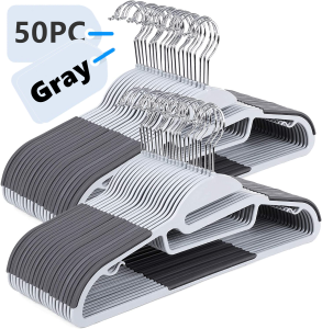 [✅SG Ready Stock] 50 PcsPremium Velvet Hanger Non-Slip Anti Slip Clothes Hanger Cloth Coat Hangers Pants Laundry Organiser