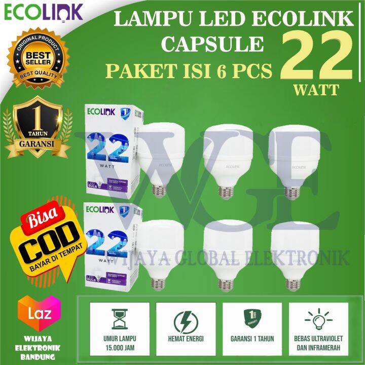 Bundle 6 Pcs Lampu Led Ecolink Capsule Kapsul Bohlam Bulb 22 Watt