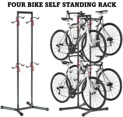 Four Bike Free Standing Rack Stand / 4 Bike Free Standing Bicycle Rack Stand Hanger Holder