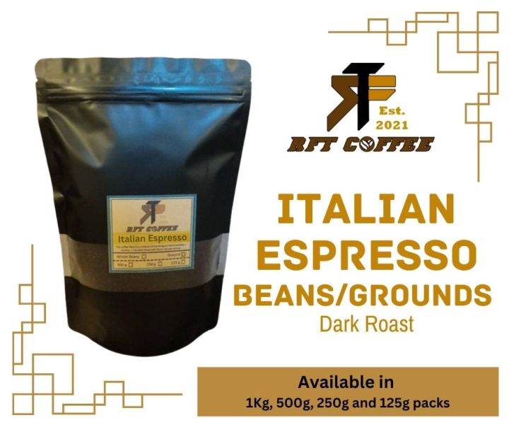 Italian Espresso dark roast coffee beans or ground from Baguio - Technical View