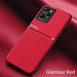 For Xiaomi Poco X5 Pro 5G Case Luxury Leather Texture Soft TPU Built-in Magnet Holder Plate Soft Shockproof Phone Cover