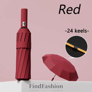 FindFashion Upmarket 24 Ribs Automatic Storm-resistant Large Anti UV Umbrella Sun Rain Folding Umbrellas Parasol