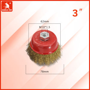 MUSCLE COW แปรงลวดถ้วย 3 นิ้ว เกลียว M10 สำหรับ เครื่องเจียร์ 4 นิ้ว ทำความสะอาสำหรับงาน ขัดเงา ปัดเงา ทำความสะอาดชิ้นงาน ขัดลอกสี ขัดสนิม