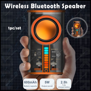 K07 Single Wireless Bluetooth 5.0 Speaker 5w Rhythm Breathing Light 3D Audio System Stereo Portable BYZ 600mAh Rainbow Light Transparent Bluetooth Speaker Pembesar Suara 机甲小钢炮 3D Surround 1pc/set