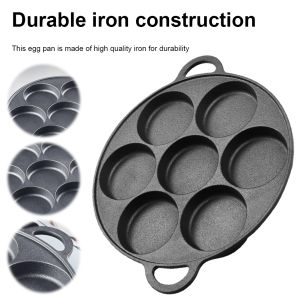 Cast Iron 7 Hole Frying Pan Non-Stick Omelet Pan for Breakfast and Cooking Easy to Clean Durable Kitchenware