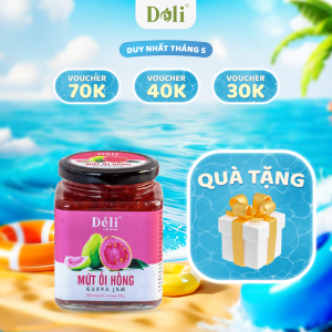 Mứt ổi hồng Déli - 350ml - thịt quả tự nhiên chuyên dùng pha chế trà trái cây sinh tố