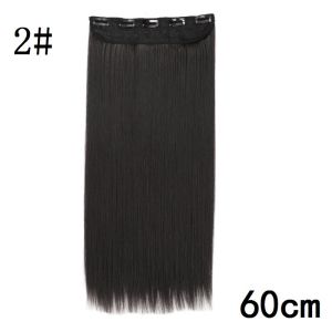 60cm/80cm/100cm Synthetic Long Straight One Piece 5Clip Hair Extension Black Brown Hairpiece for Women