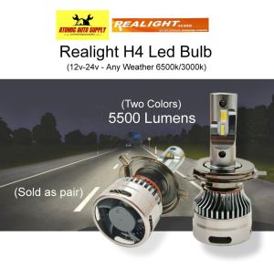 REALIGHT LED HEADLIGHT BULB (H4) 5500 LUMENS - TWO COLOR (6500K/3000K WHITE-YELLOW) FOR CAR/TRUCK - 12V-24V/38W (SOLD AS PAIR) - 100% HIGH QUALITY PRODUCT