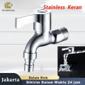 Keran Air Kran Air Mesin Cuci Wastafel Panjang Stainless Steel Tembok Taman Rumah Dapur Kamar Mandi Kunci，Kran Tembok Air Cuci Tangan Wastafel Dan Bak Kamar Mandi 1/2 Inch Anti Karat Bahan ABS ChromeMURAH. 