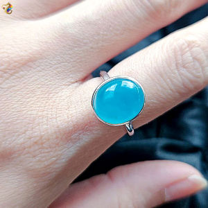 Collectors Grade Icy Peru Amazonite S925 Silver Adjustable Ring