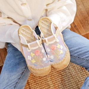 [Free Shipping]2026 Summer Mesh WomenS Shoes Versatile Ethnic Style Small Flower Embroidered Cloth Shoes For Women Mesh Breathable