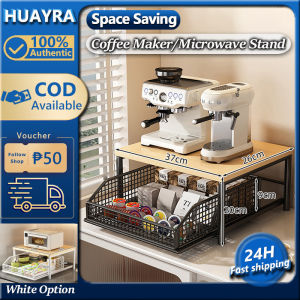 Space Saving Microwave Stand Countertop Storage with Drawers Kitchen Organizer Multi-Functional Microwave Rack Toaster Oven