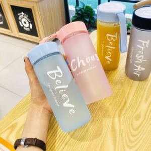 600ml Large Capacity Shatter-resistant Frosted Water Bottles Outdoor Travel Portable Leakproof Drinkware Plastic Drink B