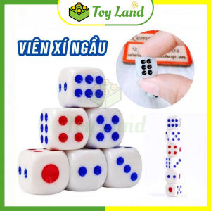[14mm] Xí Ngầu Trắng Chấm Đỏ Xanh Loại 1 Xúc Xắc 14 Ly Cao Cấp Đồ Chơi Cá Ngựa Boardgame Thẻ Bài