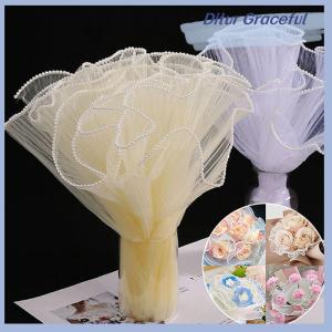 Ditur 28cmx1M Flower Wrapping Paper Wave Yarn Florist Bouquet Packaging Lace Mesh Florist Bouquet Gift Packaging Supplies