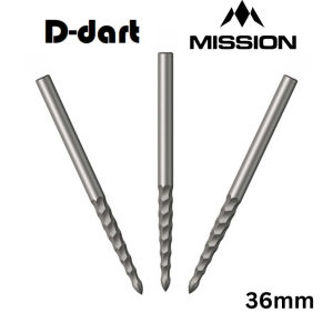 MISSION Dart Point - 36mm/38mm Silver Lunar FS Steel Points Rough Cut Steel Darts Point 3Pcs/Pack