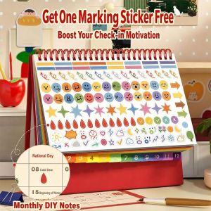 GUOGU Spiral Bound Monthly Calendar Paper Freestanding Desk Planner Monthly Layout Self-discipline Check-in Book Desktop Calendar