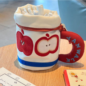 Teacup Pencil Case Cute Apple Cartoon Large Capacity Stationery Organizer Beg Simpan Pensel Cute Creative Stationery