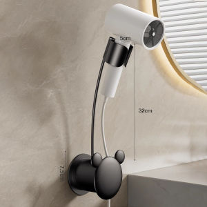 ชั้นวางเครื่องเป่าผมปรับได้ ชั้นวางไดร์เป่าผม แบบไม่เจาะรู การติดตั้งแบบง่ายๆ ชั้นวางของในห้องน้ำ มัลติฟังก์ชั่น