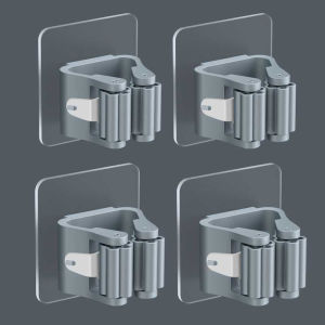 2/4pcs Mop Broom Holder Household Storage Rack Adhesive Hooks Wall Mounted Mop Organizer Holder Brush Broom Hanger Organizer