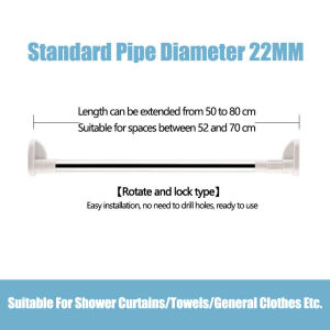 Curtain Rod escopic Rod Adjustable Rod Punch Free Shower Curtain Rod Can Be Used As Bathroom Curtain Rod Kitchen Door Curtain Rod Clothes Drying Rod