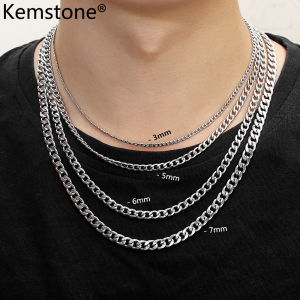 Kemstone Simple Style 3MM 5MM 7MM Chain Necklace Silver Plated Hip Hop Chain for Men