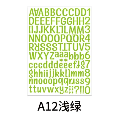 A4 size Alphabet stickers 1 inch color English letter and number combination diy waterproof stickers