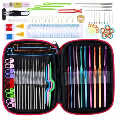 100pcs Crochet Hook Set alumina crochet hook Yarn Knitting Needles Sewing Tools Needles Yarn Weave Knitting Needles Set Full Set DIY Crochet Craft Tools with a storage bag DIY Weaving Tool