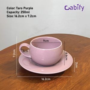 Cabify Ceramic 250ml Cream Color Coffee Cup with Coaster Set Heat Resistance Tea Latte Cappuccino Mug Handle Design