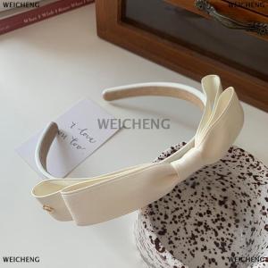 [COD] WEICHENG French Vintage Bowknot Hair Band Solid Color Bow Hairband For Girls Minimalist Fashion Head Hoop Hair Accessories