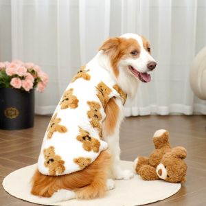 LONGB XS-9XL Winter Puppy Clothes Warm Fleece Cute Bear Pattern Vest Pitbull Trendy Pet Supplies Dog Vest  Years Gift