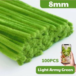100PCS 8mm Extra thick Fuzzy Wire Velvet wire Chenille Stems Pipe Cleaner DIY Handicraft Materials